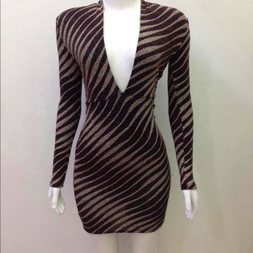 Dress gold and burgundy striped
